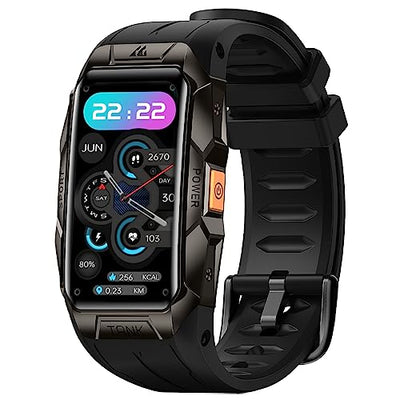 AMAZTIM Smart Watch-100M Waterproof,50Days Extra-Long Battery,3D Curved Glass Full Metal,Fitness Tracker with 24H Heart Rate/Sleep Monitor,1.47"HD AMOLED Display,70 Sports Modes with smart recognition