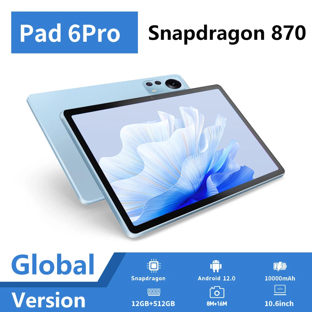 平板电脑 Snapdragon 870 CPU 原装 xioami Pad 6 Pro 11 英寸 8GB+256GB 60Hz 屏幕 2560*1600 Android 12 双卡平板电脑