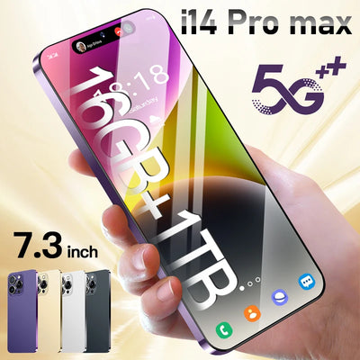 2023 New i14 pro max 7.3 inch Smartphone 16GB+1TB Cell Phone 8000mAh 4G 5G Global Version Mobile Phones Unlock