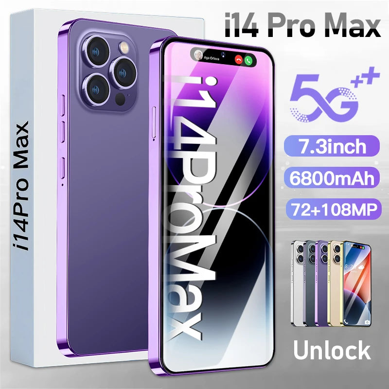 i14 pro max original cell phone smartphone phone 5g 6800mAh 16+1TB 7.3inch hd global version unlocked mobile phone