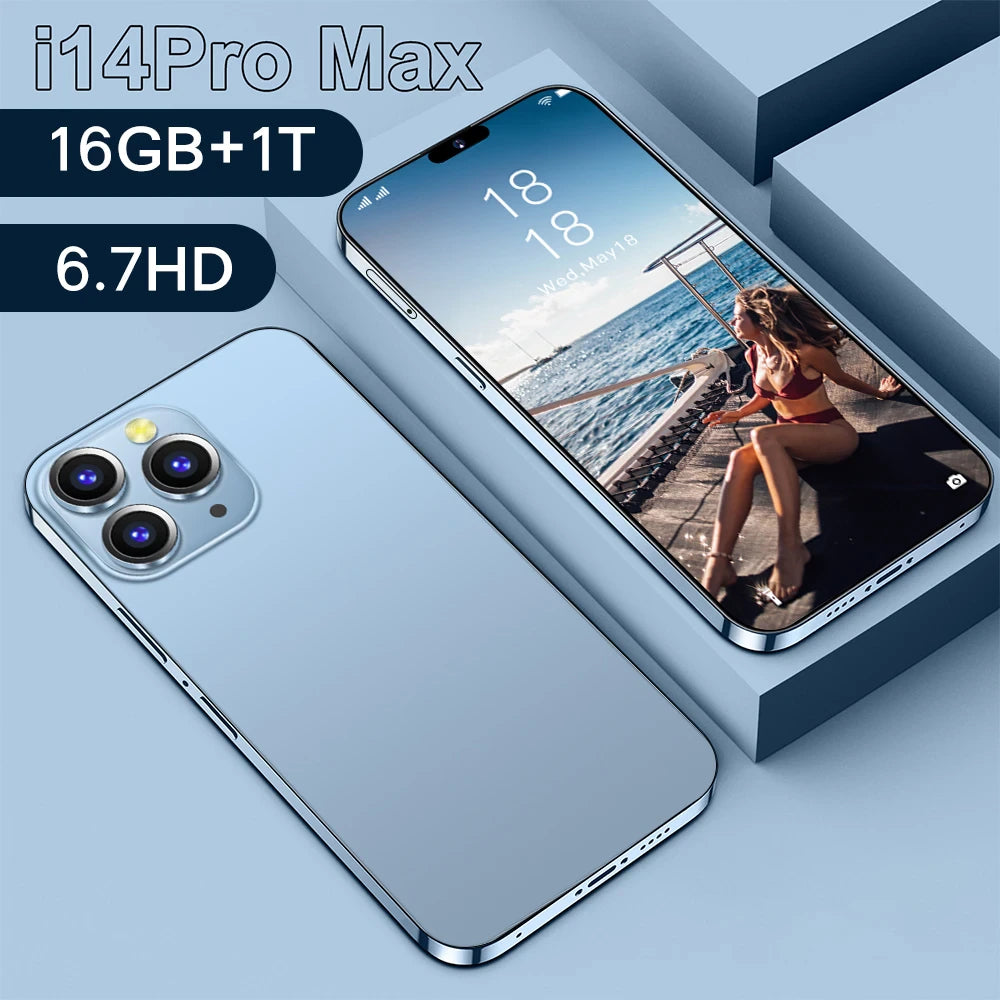 Original i14pro Max 4G Smartphone 16GB 1TB 5G Mobile Phone 6800mAh 6.7inch Unlocked Smart Cellphone Android 13 telefone