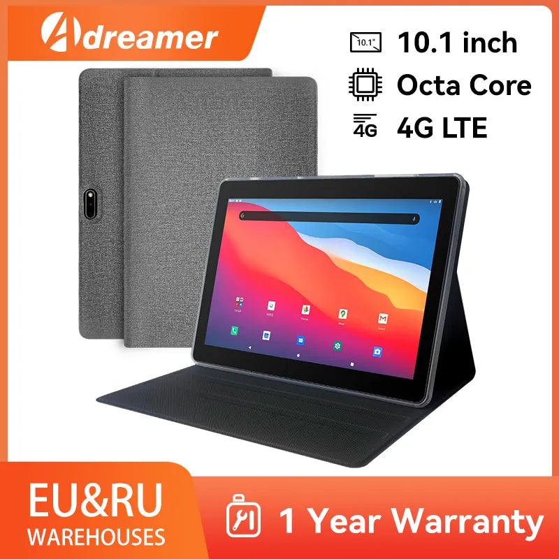 Adreamer Tablet 10.1 Inch Android 11 Octa Core 4GB RAM 64GB ROM 4G Phone Call with SIM Slot Wifi GPS Tablet 6000mAh Google Play