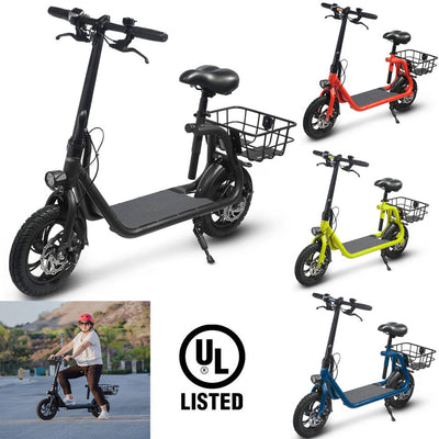 450W Sports Electric Scooter Adult with Seat Electric Moped Ebike E-Scooter