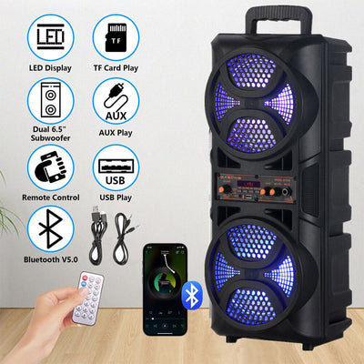 5000W Portable Bluetooth Speaker Sub woofer Heavy Bass Sound System Party+Remote