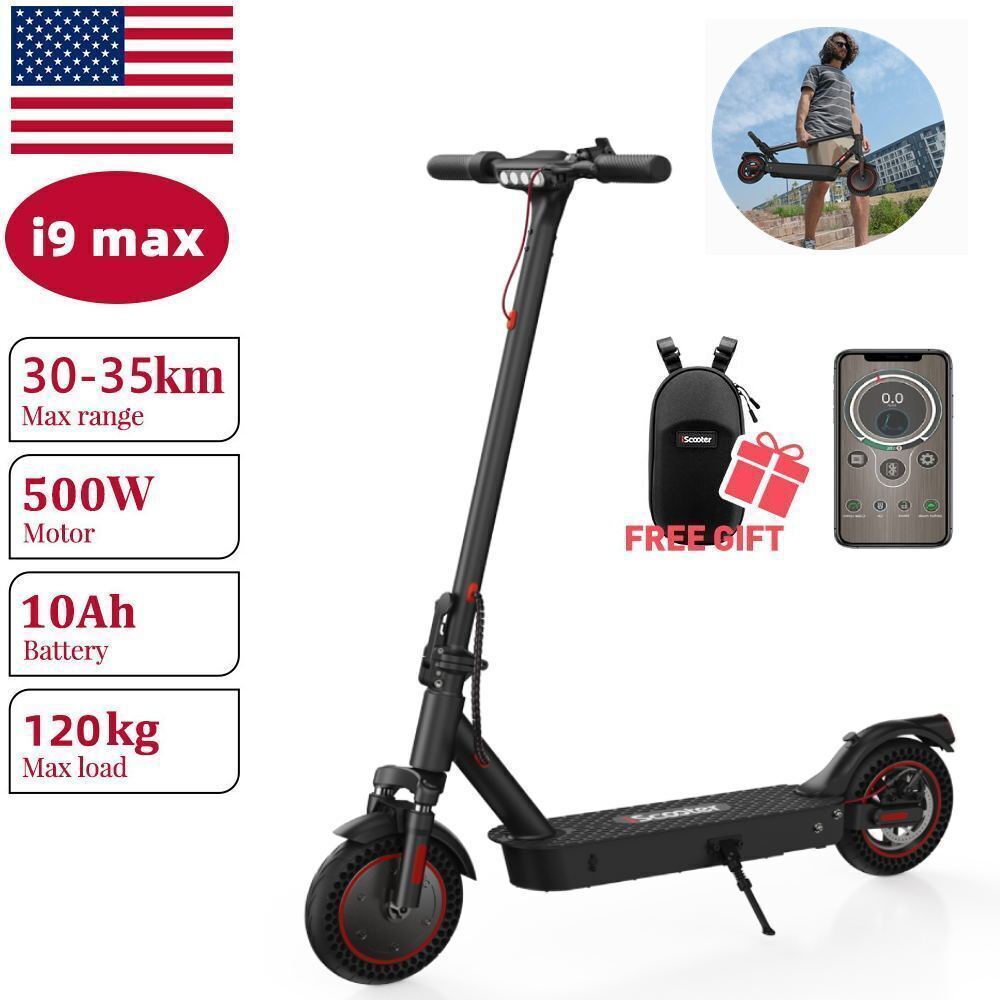 iScooter i9max 500W Electric Scooter Topspeed 21mph Honeycomb Tire City Commuter